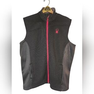 Spyder Men's Full Zip Fleece Vest Black w/ Red Accents XL